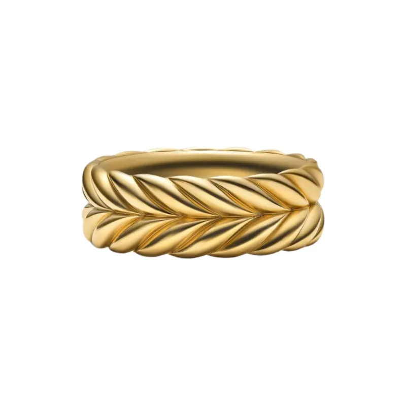David Yurman 18kt Yellow Gold Chevron Band Ring-3