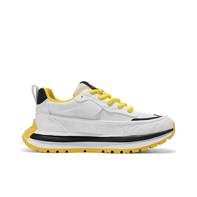 Binary Breathable Height Increase Low Top Casual Shoes Men's White Yellow-1