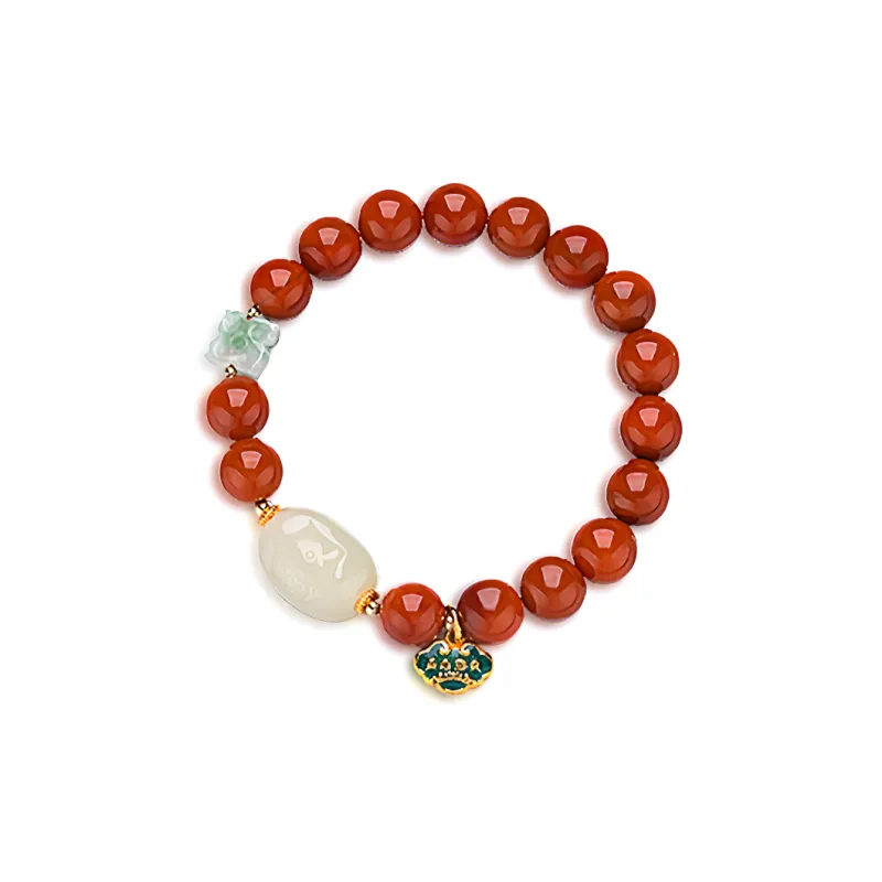 RIXIANGWAN South Red Agate Bracelets Unisex-0