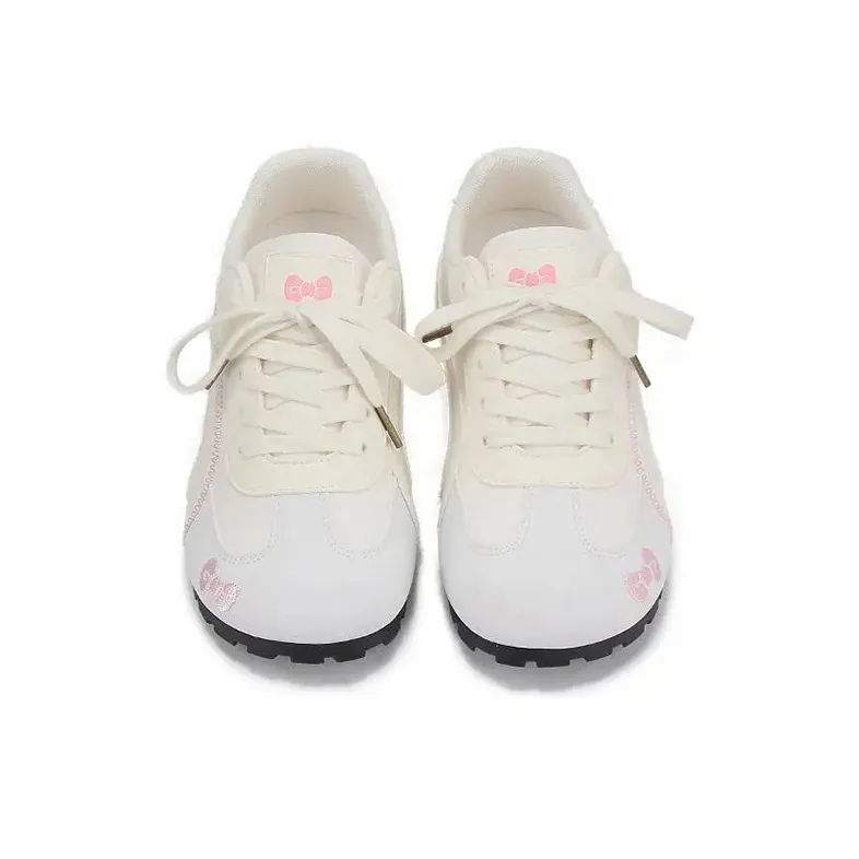 CVOJOO Non slip Lightweight Low Top Skateboard Shoes Women's White Pink-2