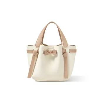 CNOLES Synthetic Leather With Cow Leather Basket Bag Handbag Women's White