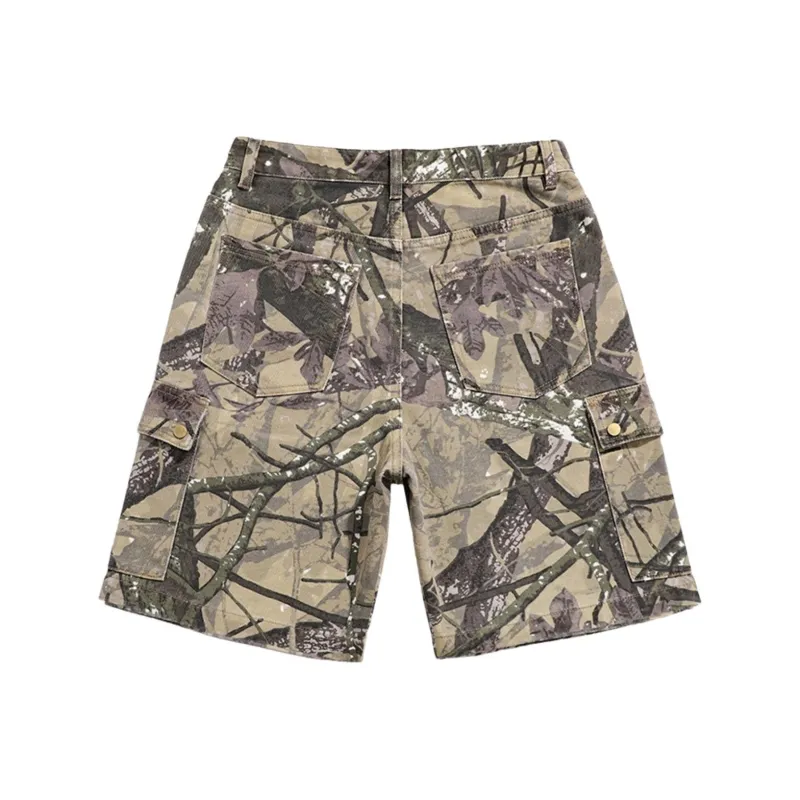 DUATOGE Denim Shorts Men Camouflage -5