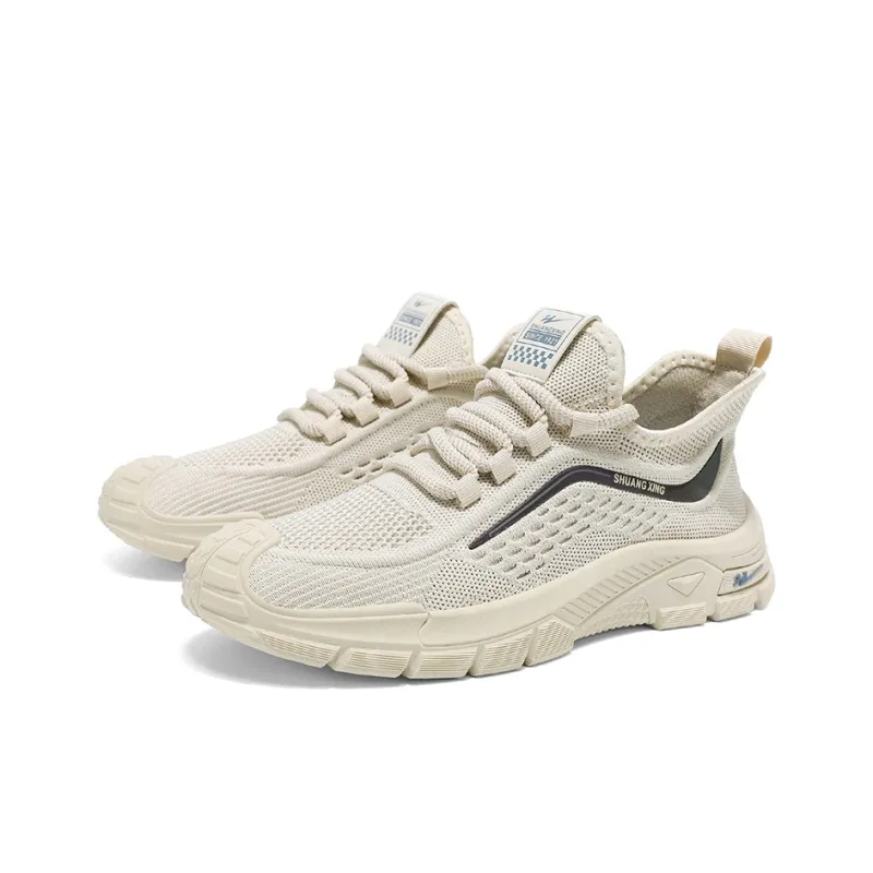 Binary Shock Absorbers With Slip Resistant Features Low Top Casual Shoes Men's Beige-5