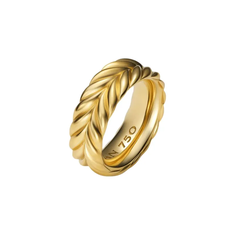 David Yurman 18kt Yellow Gold Chevron Band Ring-2