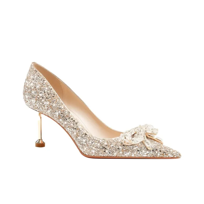 Lan Miao Slim Heel High Heels Women's Gold-1