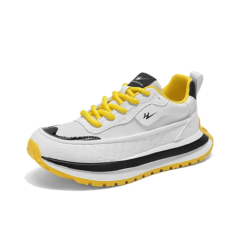 Binary Breathable Height Increase Low Top Casual Shoes Men's White Yellow-2