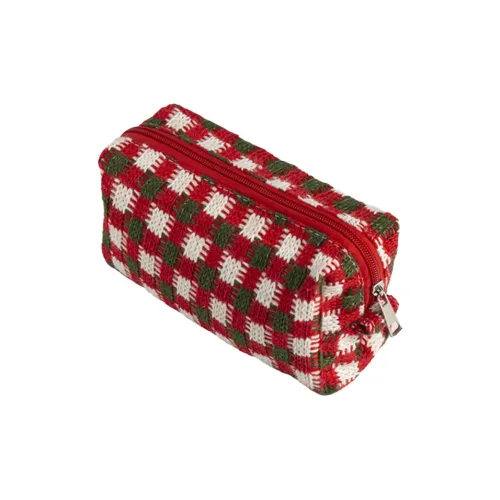 Gentle Welcome Color Block Portable Knitted Fabric Polyester Storage Bag Toiletry Bag Handbag Travel Makeup Bags