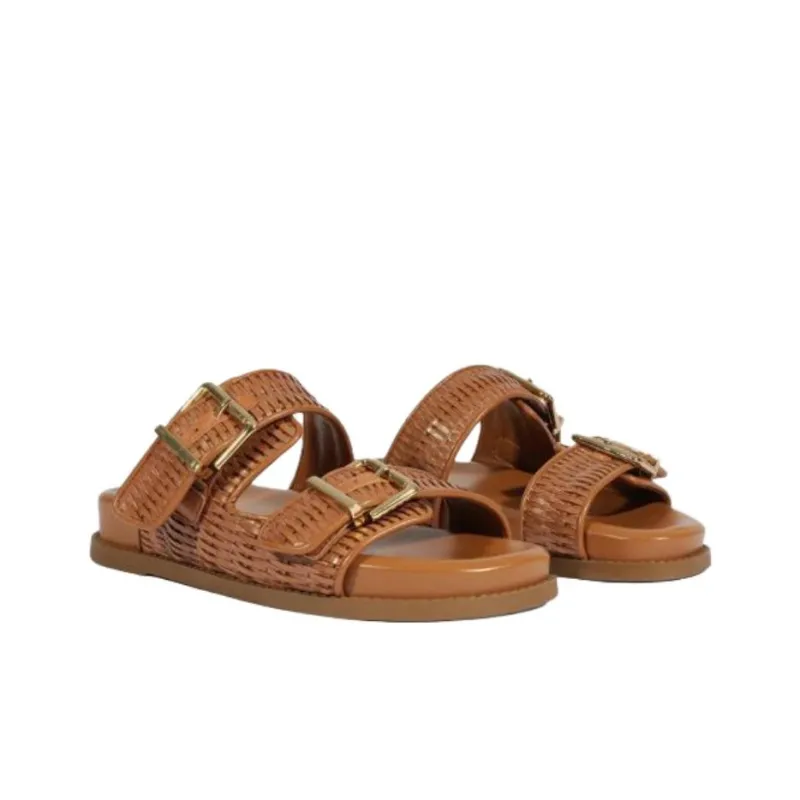 Schutz Slide Slippers 3cm Women's Brown-2