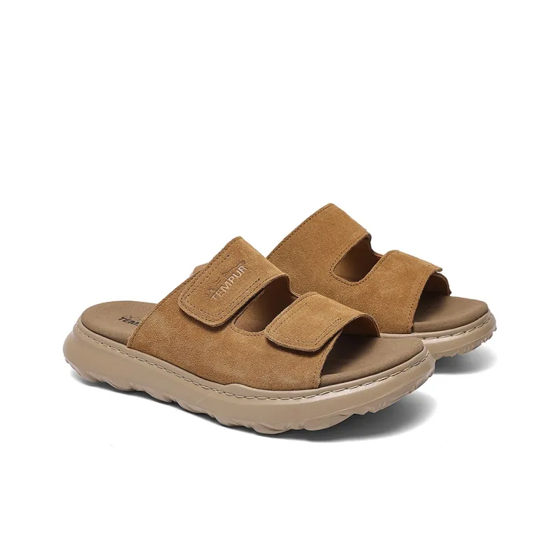 TEMPUR Slip Resistant Slide Slippers Men's Wheat Ear Brown-1
