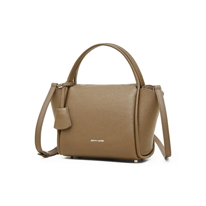 PIERRE CARDIN Cow Leather Shoulder Bag, Crossbody Bag, Handbag Regular Women's Black/Beige/Elephant Gray-7