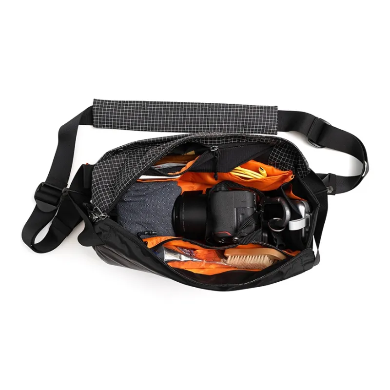 MYBRANDORIGINAL Nylon Crossbody Bag Regular Unisex Black White Plaid-7