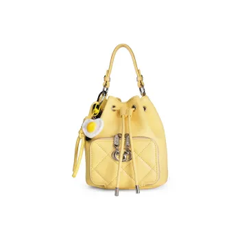 Disney Synthetic Leather, Textile Mosaic Bucket Bag, One Shoulder Handbag Women's Yellow