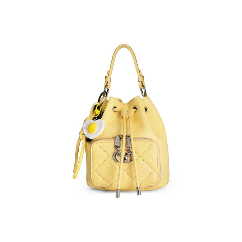 Disney Synthetic Leather, Textile Mosaic Bucket Bag, One Shoulder Handbag Women's Yellow-0