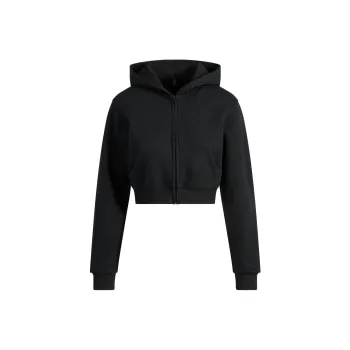 SKIMS SS25 COTTON FLEECE CROPPED ZIP UP HOODIE Sweatshirt Women's