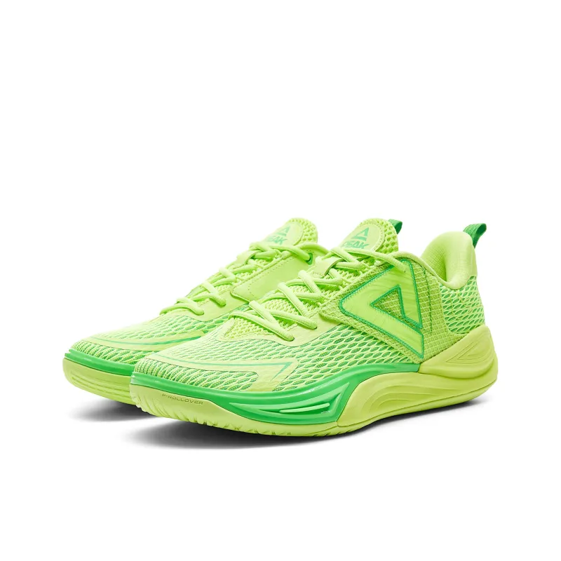 PEAK Shock Absorbers Anti Twist Breathable Slip Resistant Low Top Basketball Shoes Men's Sprout Green-2