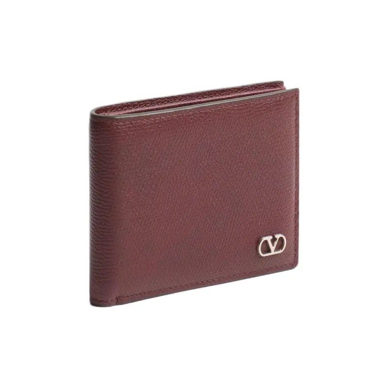 Valentino GARAVANI Grain Calfskin Wallet Unisex Rosewood Color-1