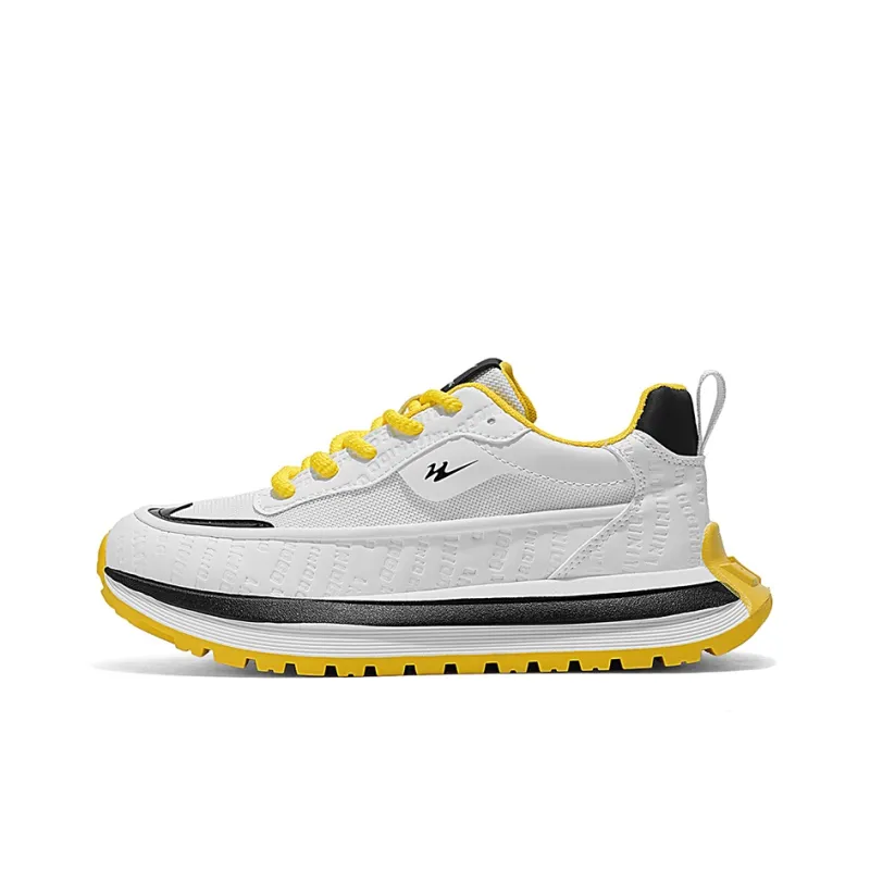 Binary Breathable Height Increase Low Top Casual Shoes Men's White Yellow-0