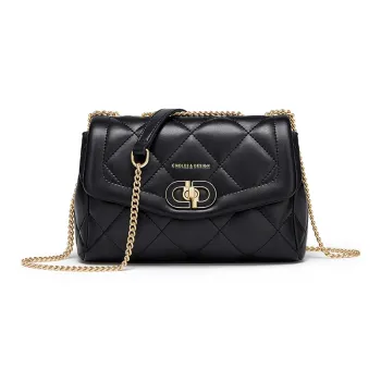 CNOLES Cow Leather Portable Crossbody Bag Shoulder Bag Regular Women's Midnight Black/Iridescent Pink/Ice Pearl White