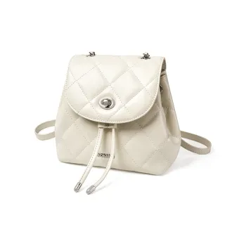 AOKANG Synthetic Leather Backpack Mini Women's Classic Black/Ecru/Cherry Blossom Pink
