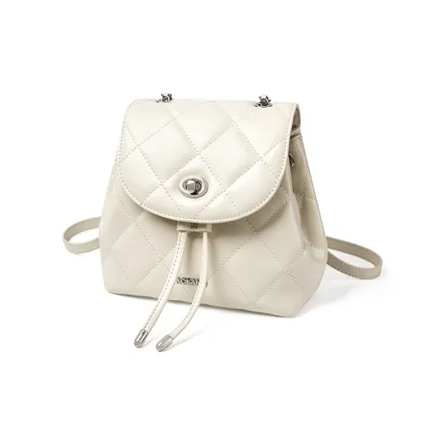 AOKANG Synthetic Leather backpack weave Mini Women's Classic Black/Ecru/Cherry Blossom Pink