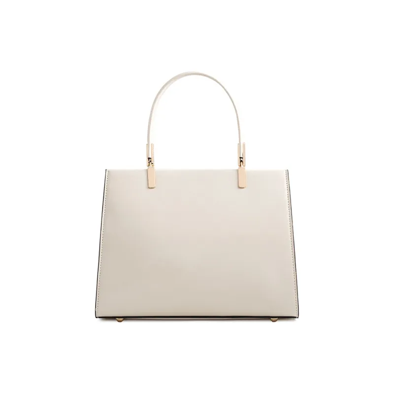 Vigno Synthetic Leather Handbag, One Shoulder, Crossbody Bag Women's Ecru-5