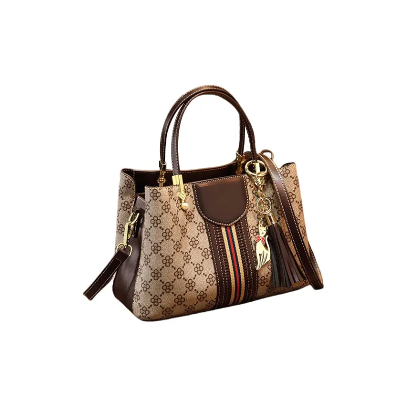 PESASRIE PVC Tote Shoulder Bag, Crossbody Bag, Handbag Women's Coffee-2