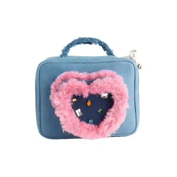 Love Of Wormwood Imagining Jelly Heart Denim Pearl Portable Makeup Bags Waterproof Large Capacity Portable