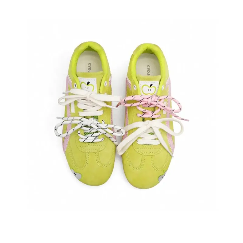 CVOJOO Low Top Skateboard Shoes Women's Green Apple-3