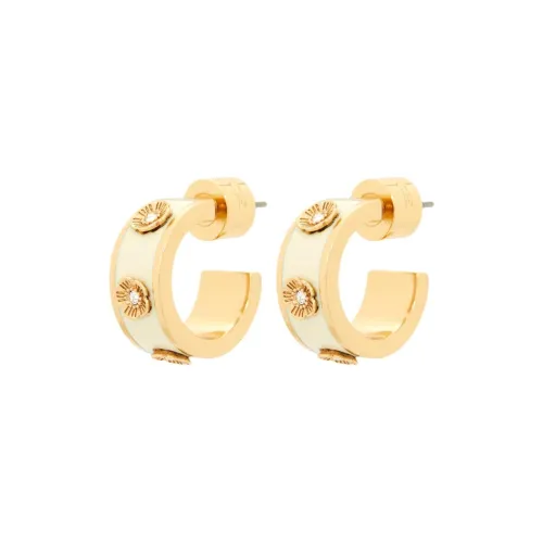COACH Brass, Glass, Titanium, Zircon, Enamel Earrings Women's Gold