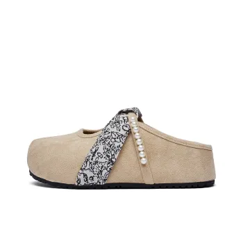 MUKALUO Rubber Sole Abrasion Resistant Slip Resistant Closed Toe Slippers Women's