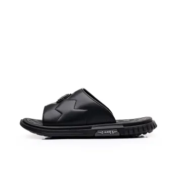 Eminu Rubber Sole Odor Resistant Slide Slippers Men's Black