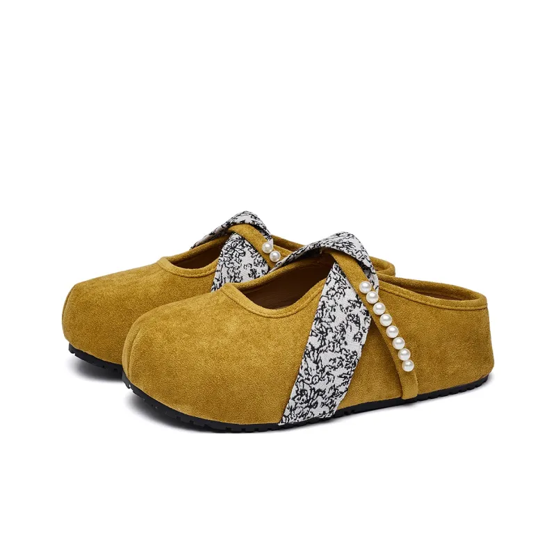 MUKALUO Rubber Sole Abrasion Resistant Slip Resistant Closed Toe Slippers Women's-8