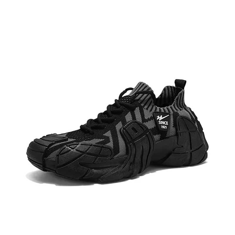 Binary Abrasion Resistant Slip Resistant Low Top Chunky Sneakers Men's Black Gray-1