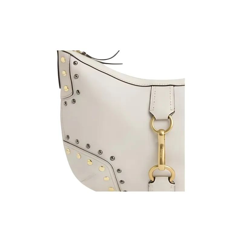 COACH Hamptons Leather Hobo Bag, Handbag, Shoulder Bag Tubas Women's White & Brass-3