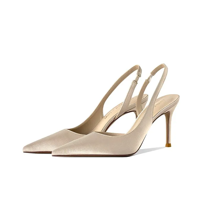 Lan Miao Slim Heel High Heels 8CM Women's Champagne-1