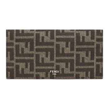 FENDI Calfskin With Polyester Wallet Men's Brown