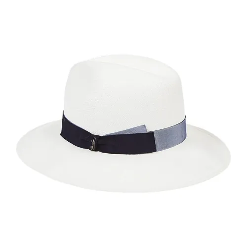 Borsalino Straw Top Hats Unisex White
