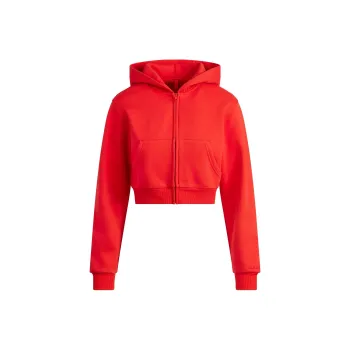 SKIMS SS25 COTTON FLEECE CROPPED ZIP UP HOODIE Sweatshirt Women's