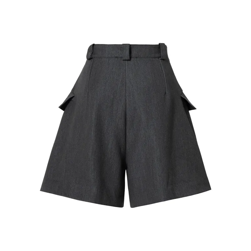 SOON FLOWER Casual Shorts Women's Black Gray-1