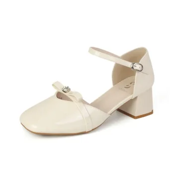 JOSINY Chunky Heel High Heels Women's Ecru