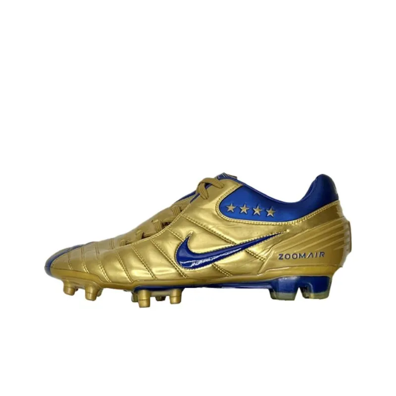 Nike T90 FG Rubber Long Studs Anti Slip Wear Resistant Soccer Shoes Unisex Gold-0