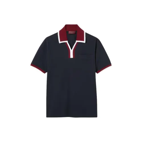 GUCCI FW25 Polo Shirt Men's Marine Blue