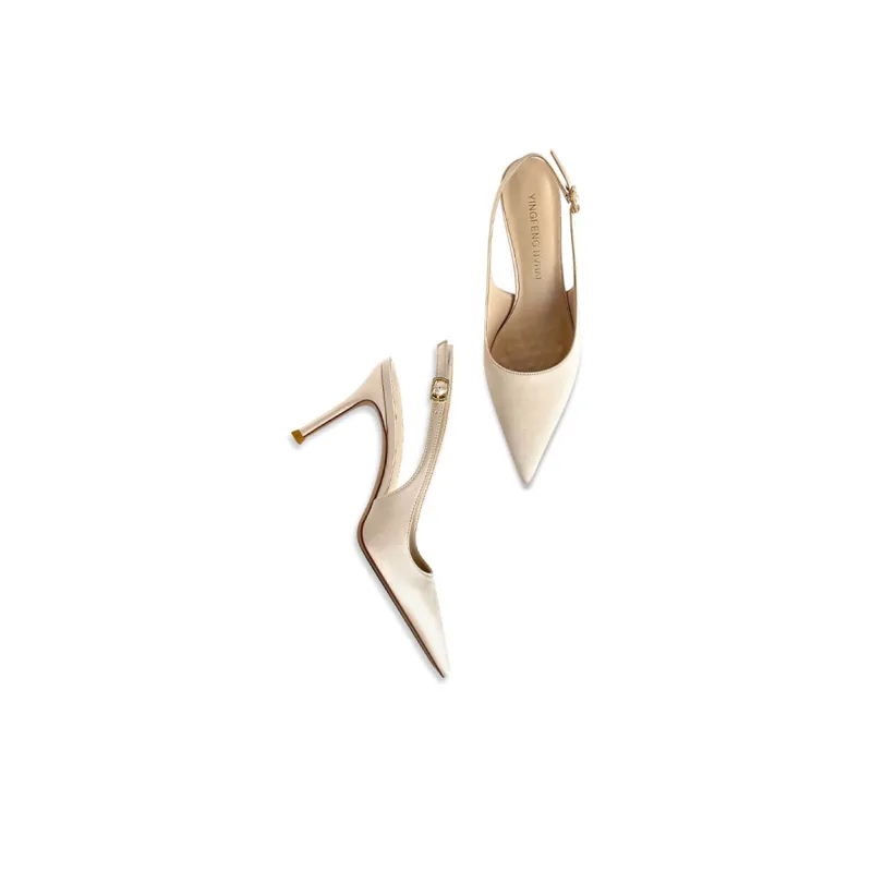 Lan Miao Slim Heel High Heels Women's Champagne-5