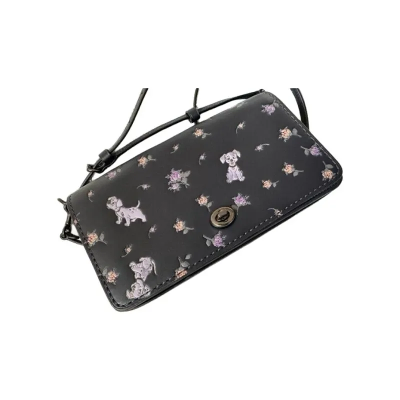 COACH Disney Collaboration Dinky Leather Handheld Shoulder Bag Crossbody Bag Medium Size Women's Ink Black-3