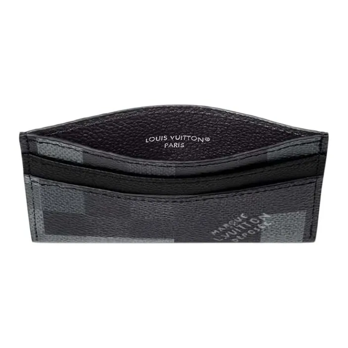 LOUIS VUITTON Damoflage Black Coated Canvas Card Holder Men's Black-2