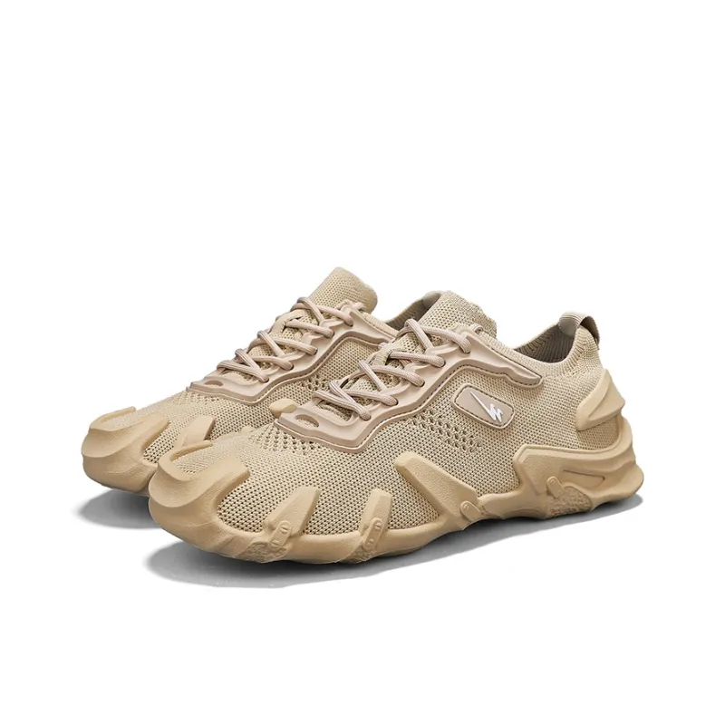 Binary Breathable And Lightweight Low Top Casual Shoes Men's Khaki-3
