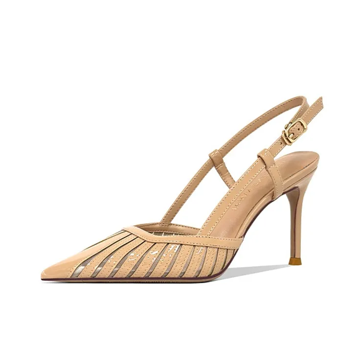 Lan Miao Slim Heel High Heels 8CM Women's Nude-4