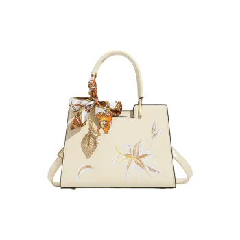 PAYOT Microfiber Synthetic Leather Handbag Women's Ecru