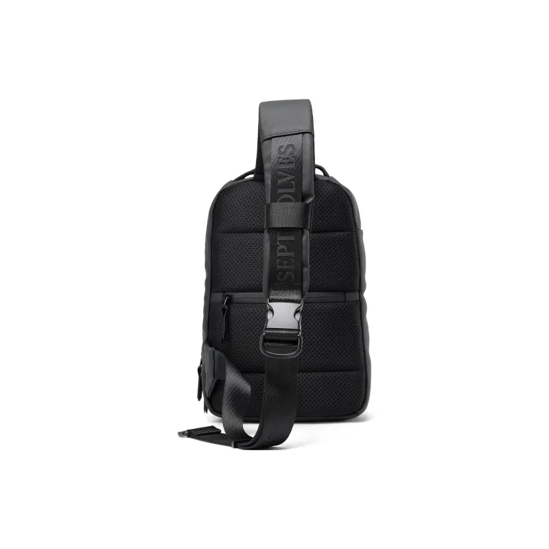 SEPTWOLVES Synthetic Leather Sling Bag QPL Men's Black-2