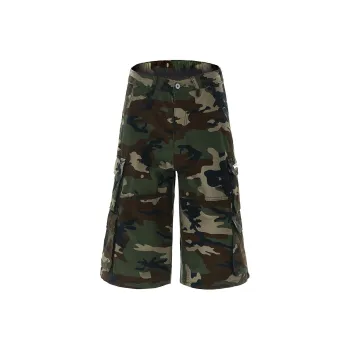 FAIRWHALE Casual Shorts Unisex Green Camouflage